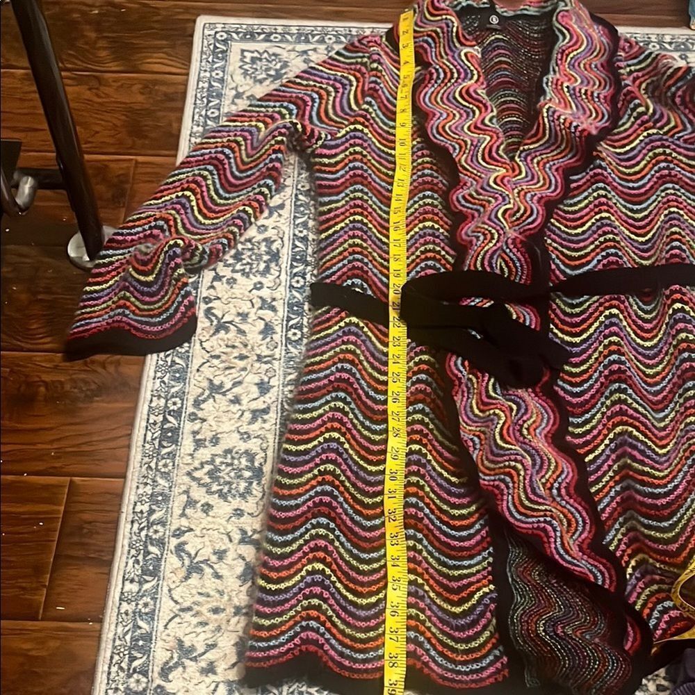 Sonia Bogner Colorful Boho Belt Tie Sweater Cardigan Vibrant Festival Feminine - Picture 10 of 10